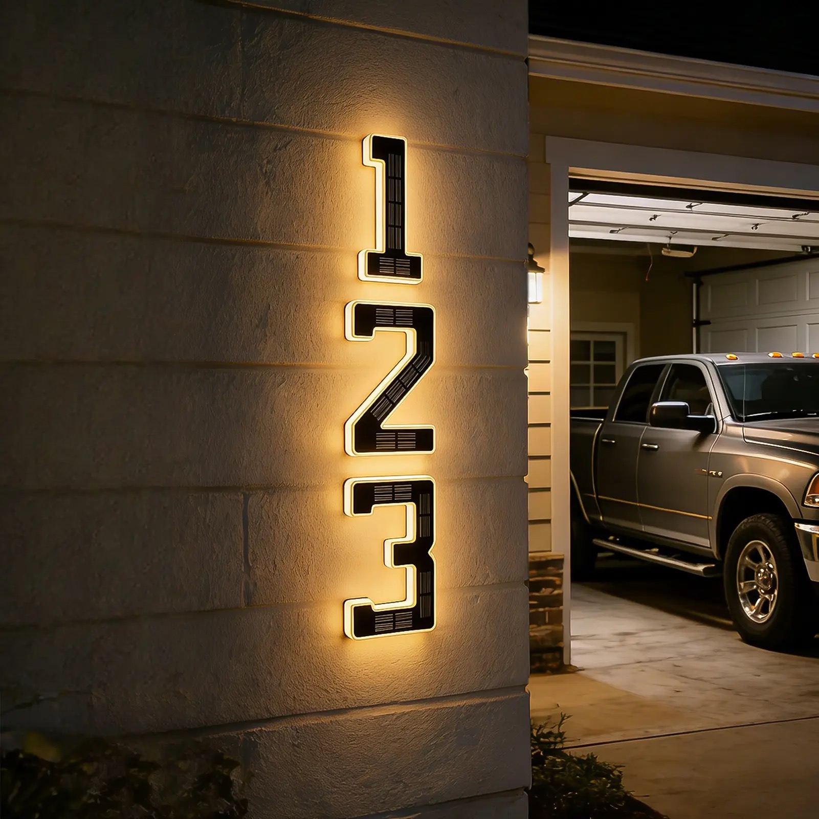 Solar Lighted House Numbers for Outside, Light Up Waterproof LED